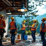 A photograph of a team of professionals engaged in a hands-on training session outdoors