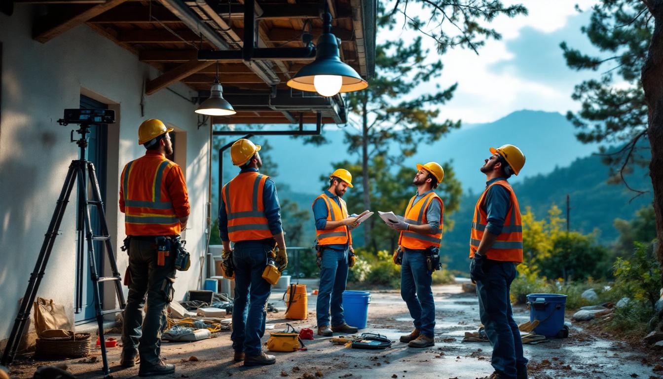 A photograph of a team of professionals engaged in a hands-on training session outdoors
