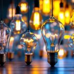 A photograph of a stunning array of beautifully designed light bulbs in a visually appealing setting