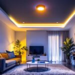 A photograph of a well-lit modern room featuring stylish led remodel can lights installed in the ceiling