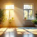 A photograph of a well-lit interior space showcasing the warm