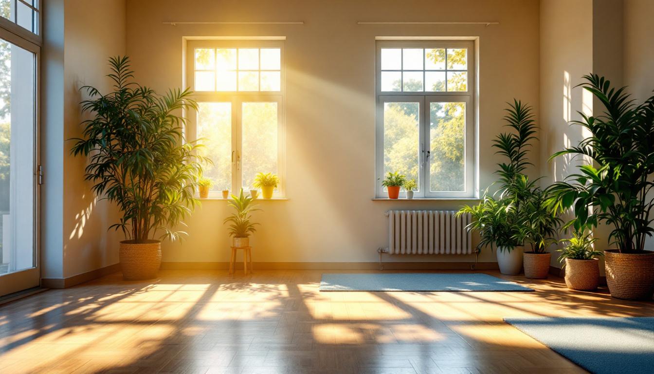A photograph of a well-lit interior space showcasing the warm