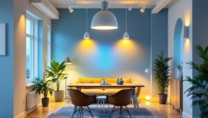 A photograph of a well-lit interior space showcasing various 5000k led lights in use