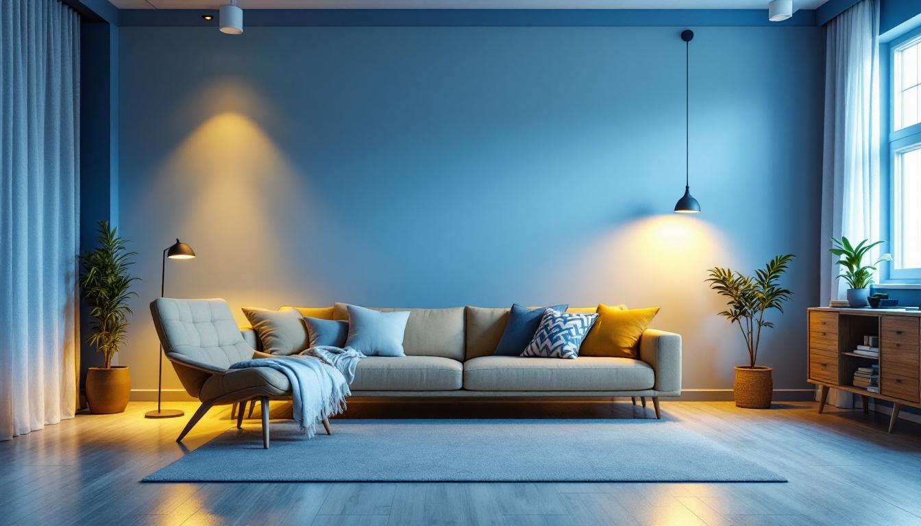 A photograph of a well-lit modern living space featuring energy-efficient led lighting