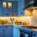 A photograph of a beautifully designed kitchen featuring stylish undercabinet lighting that highlights the countertops and enhances the overall ambiance