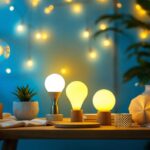 A photograph of a beautifully arranged setting showcasing a variety of decorative led lamps in use