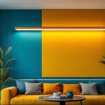 A photograph of a beautifully designed long flush mount lighting fixture installed in a stylish interior setting