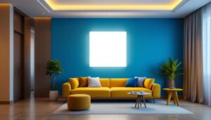 A photograph of a modern led wall panel light installed in a stylish interior setting