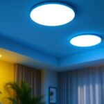 A photograph of a well-lit room featuring various styles of recessed led can lights installed in the ceiling