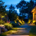 A photograph of a beautifully lit outdoor scene featuring an automatic light sensor in action