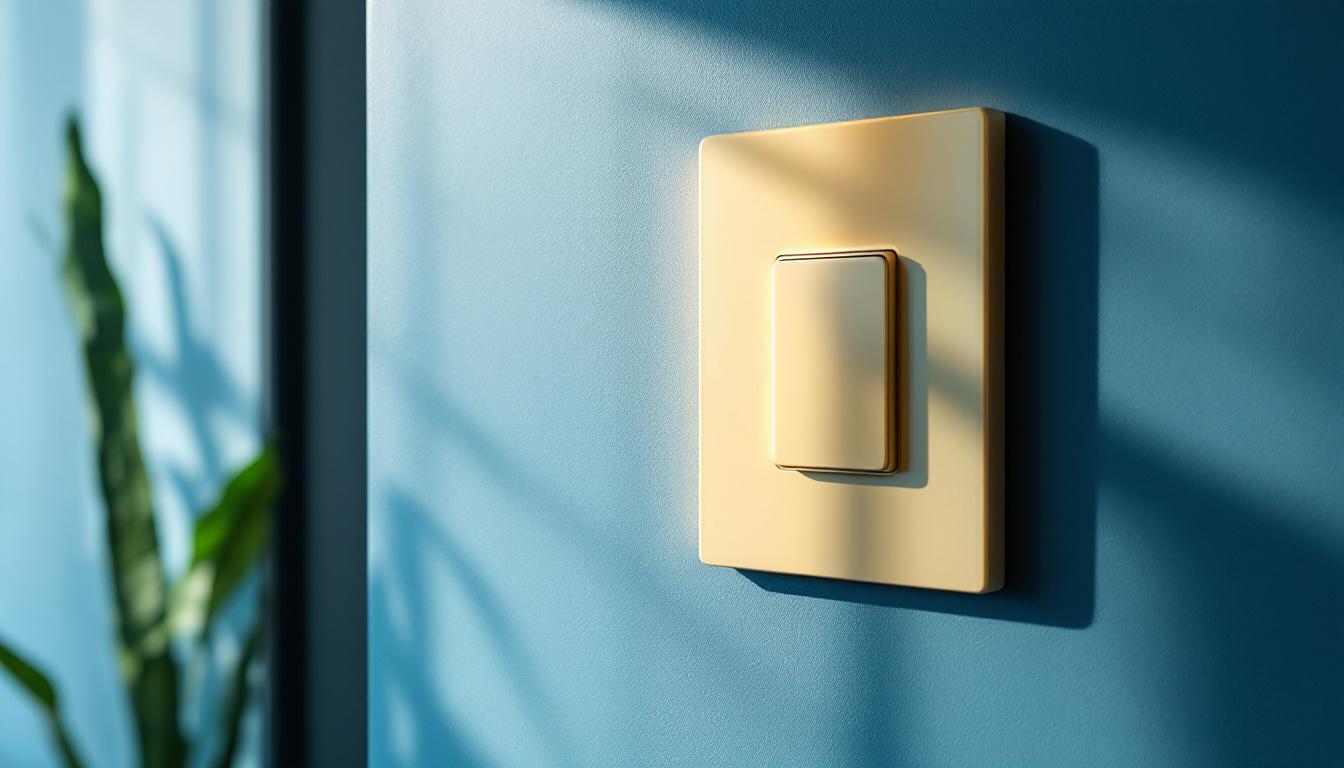 A photograph of a beautifully designed light switch in a stylish interior setting