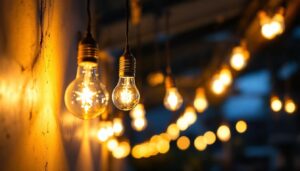 A photograph of a well-lit indoor or outdoor space showcasing dusk to dawn led light bulbs in use