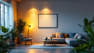 A photograph of a well-lit indoor space showcasing a stylish flood light installation