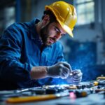 A photograph of a lighting professional in action