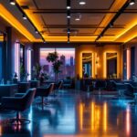 A photograph of a beautifully lit salon interior showcasing various led lighting installations