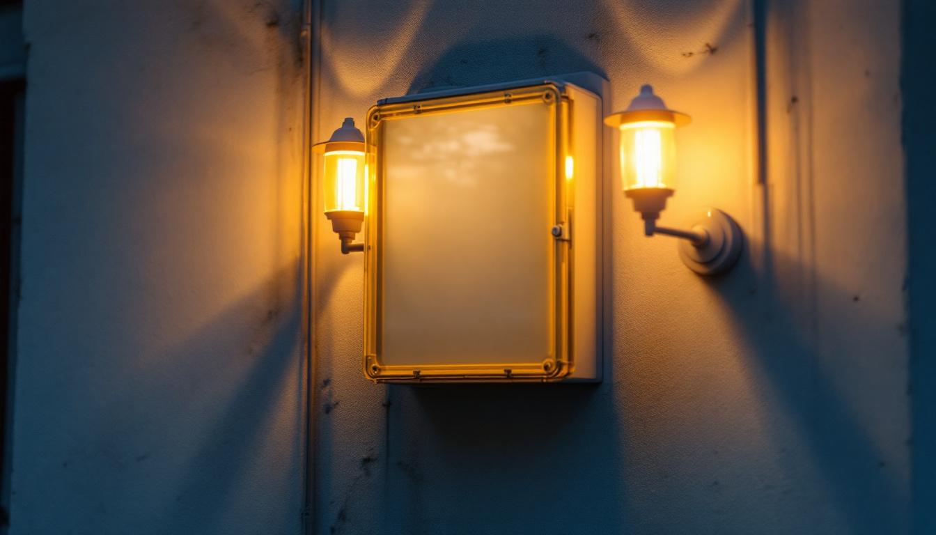 A photograph of a well-lit outdoor junction box installation