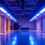 A photograph of a well-lit indoor space featuring 8 ft led lighting fixtures