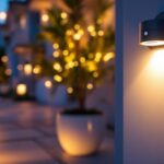 A photograph of a beautifully illuminated outdoor space at dusk