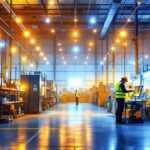 A photograph of a well-lit commercial warehouse interior