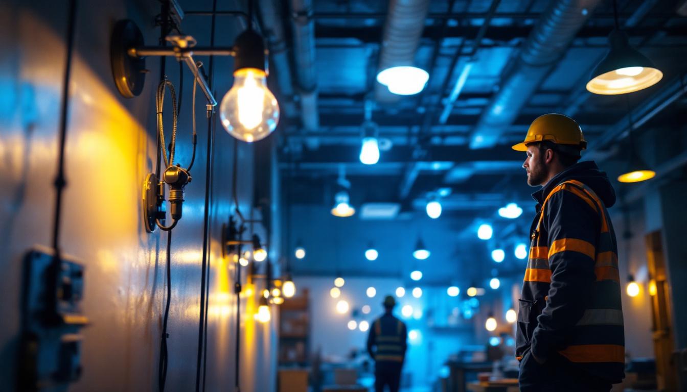 A photograph of a well-lit commercial space showcasing led 4-foot bulbs installed in various fixtures