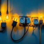 A photograph of a well-designed lighting installation featuring various types of plugs and switches in an aesthetically pleasing setting