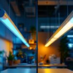 A photograph of a side-by-side comparison of t5 and t8 fluorescent light tubes