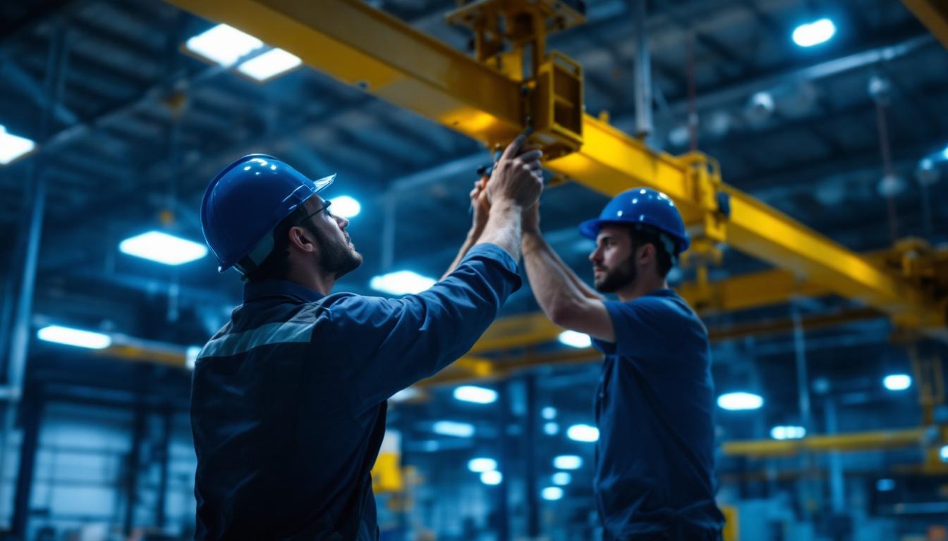 A photograph of a well-lit industrial space showcasing led high bay lights in action