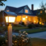 A photograph of a beautifully illuminated solar mailbox light at dusk