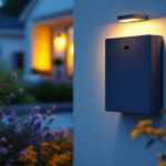 A photograph of a well-installed outdoor lighting switch box in a residential setting
