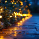 A photograph of a beautifully illuminated pathway lined with solar christmas lights