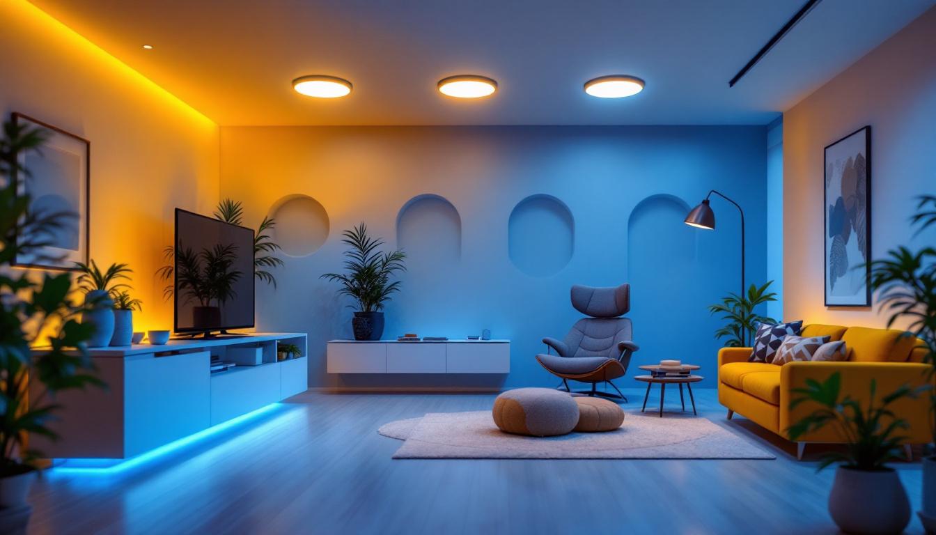 A photograph of a beautifully designed interior space showcasing 5-inch led can lights in action