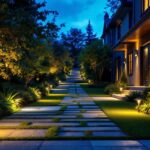 A photograph of a well-lit outdoor space showcasing led motion lights in action