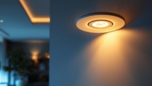 A photograph of a beautifully installed recessed can light with a sleek trim kit