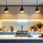 A photograph of a modern kitchen featuring stylish recessed led lighting