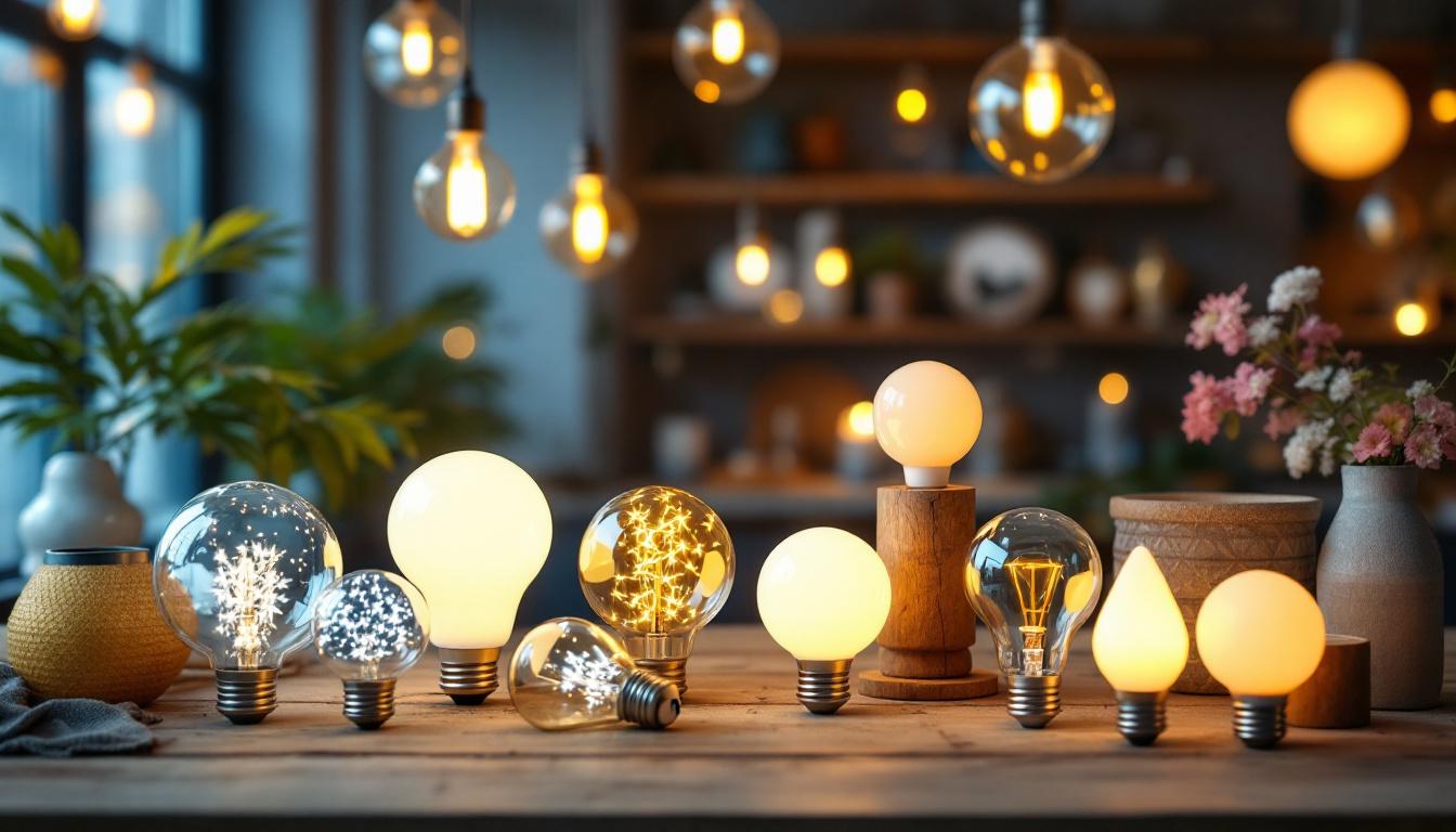 A photograph of a beautifully arranged display of decorative led globes in various sizes and designs