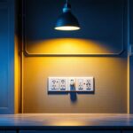 A photograph of capture a photograph of a well-lit commercial space showcasing various types of electrical outlets in use