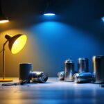 A photograph of a well-lit interior space showcasing various types of lighting cans in use