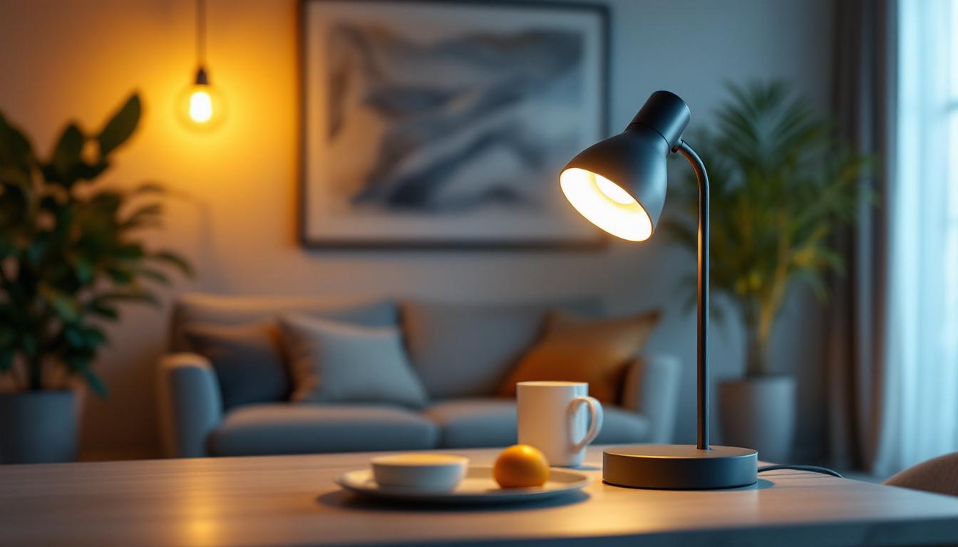 A photograph of a beautifully designed uplight in a stylish interior setting