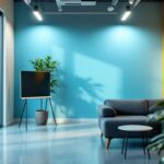 A photograph of a well-lit indoor space featuring a sleek installation of 4 ft led tube lights