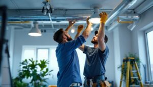 A photograph of a team of professionals engaged in a hands-on training session