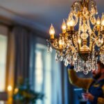 A photograph of a beautifully designed chandelier in a well-lit room