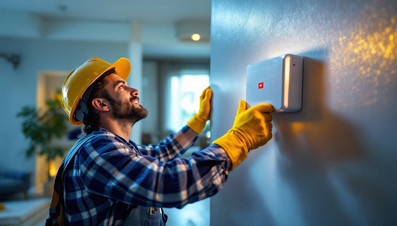 A photograph of capture a photograph of a lighting contractor expertly installing the dw15s leviton device in a modern residential or commercial setting