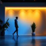 A photograph of a beautifully lit interior space showcasing side wall lighting