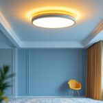 A photograph of a beautifully designed flush mount ceiling light in an elegantly styled room