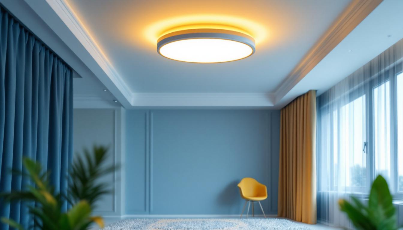 A photograph of a beautifully designed flush mount ceiling light in an elegantly styled room