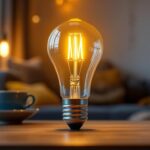 A photograph of a sleek and modern type c light bulb in an aesthetically pleasing setting