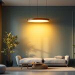 A photograph of a modern 8 ft light fixture in a stylish interior setting
