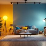 A photograph of a beautifully illuminated residential space showcasing a variety of lighting fixtures and design elements that highlight the ambiance and functionality of the room