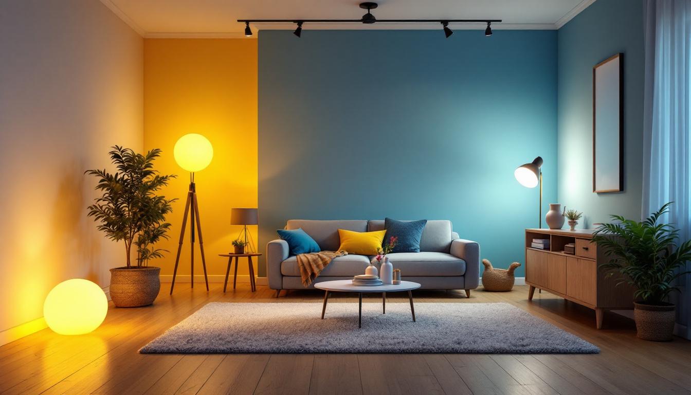 A photograph of a beautifully illuminated residential space showcasing a variety of lighting fixtures and design elements that highlight the ambiance and functionality of the room