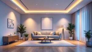 A photograph of a well-lit room featuring various styles of recessed can lighting installations